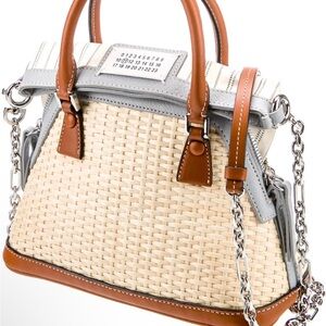 Maison Margiela Women’s 5AC Mini Raffia Leather Tote w/COA